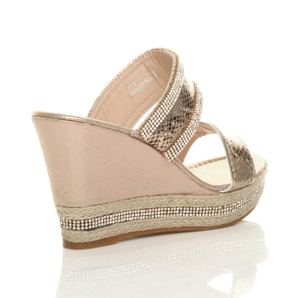 Ajvani High Wedge Heel Diamante Platform Sandals Espadrilles - V3882
