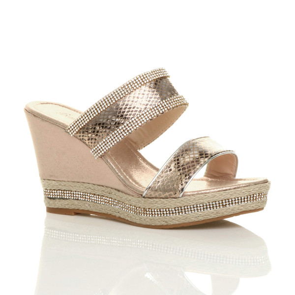 Ajvani High Wedge Heel Diamante Platform Sandals Espadrilles - V3882 2026 Clearance
