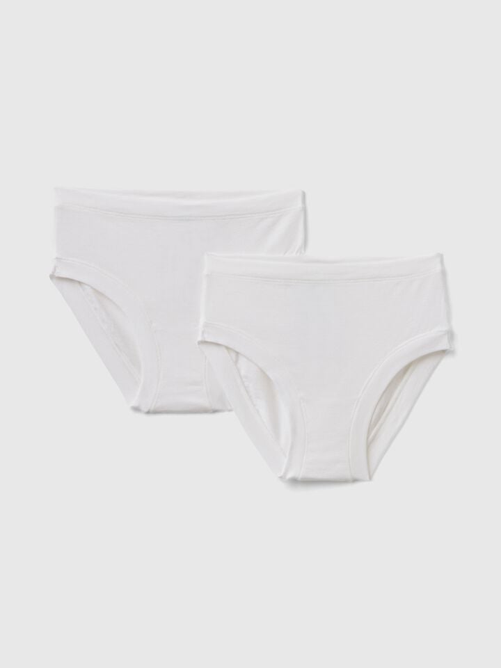 Benetton Two Pairs Of Underwear In Stretch Cotton White 2026 Flash Sales